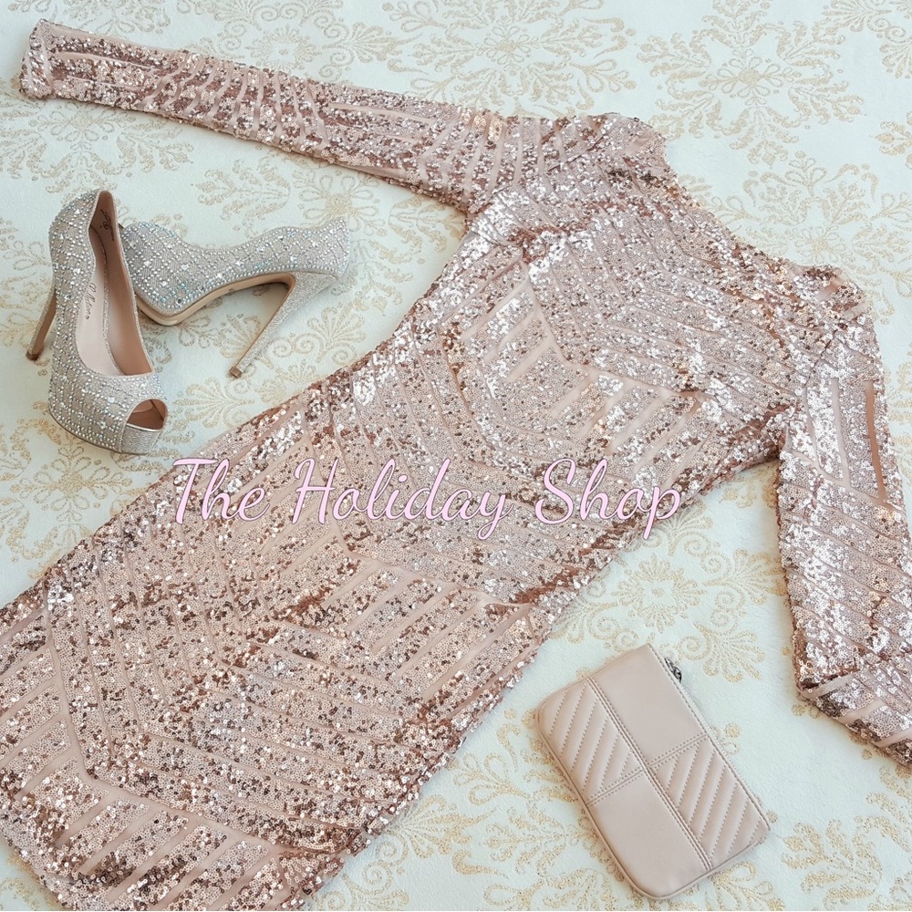 Rose Gold Sequin Dress NWT